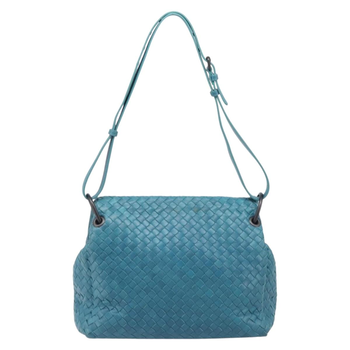Bottega Veneta INTRECCIATO Shoulder Bag Leather Blue Auth BA16122A