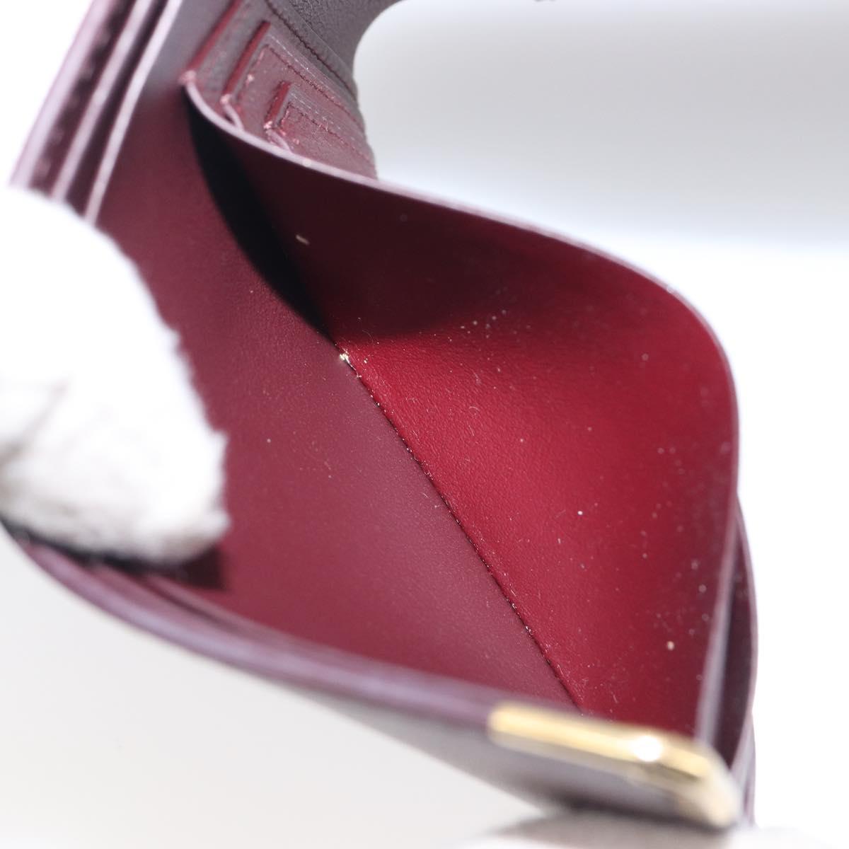 Cartier Bifold Wallet Leather Bordeaux Gold Tone Auth BA16126V