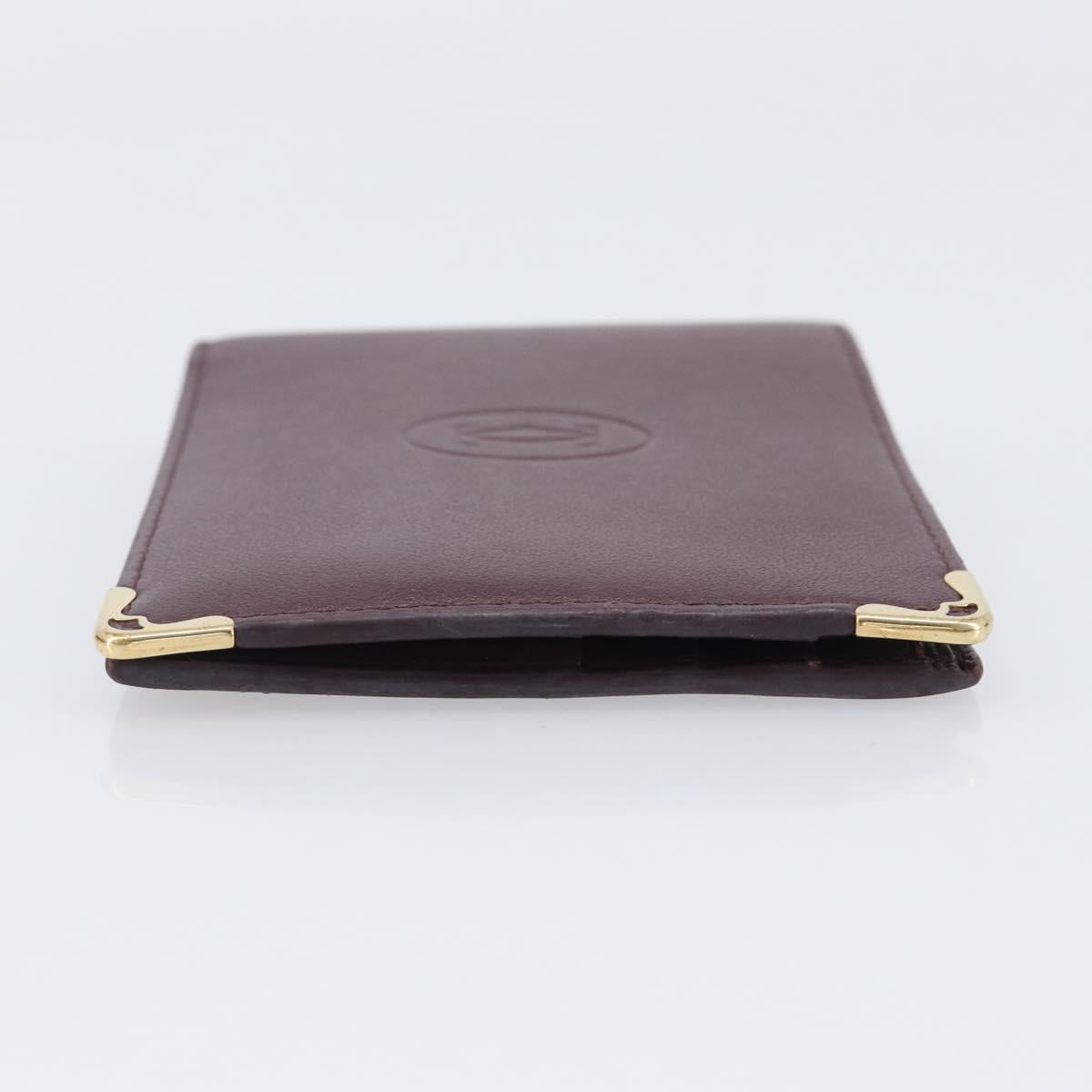 Cartier Bifold Wallet Leather Bordeaux Gold Tone Auth BA16126V