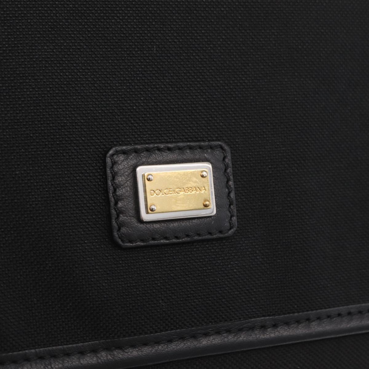Dolce & Gabbana Shoulder Bag Canvas Black Silver Auth BA16129