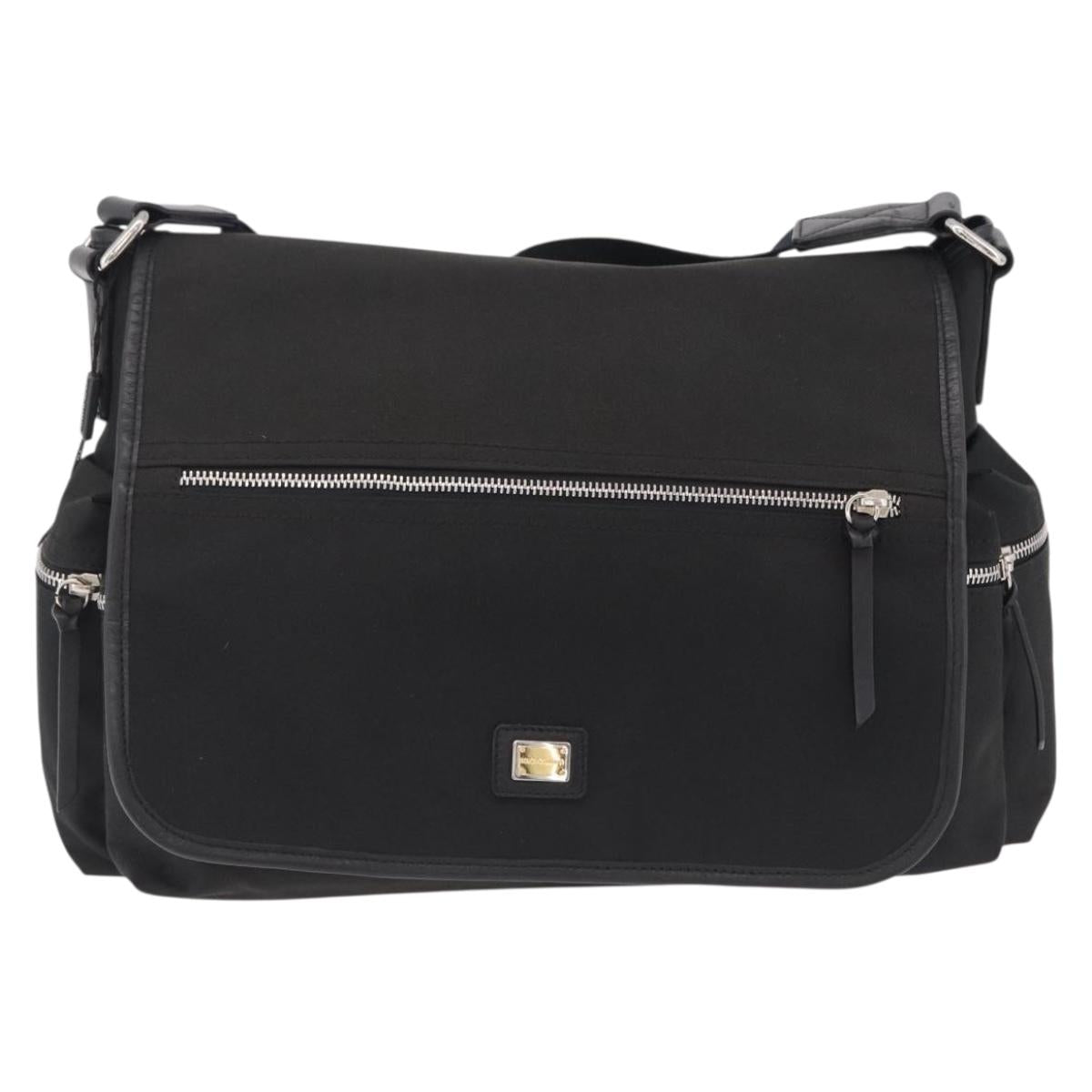 Dolce & Gabbana Shoulder Bag Canvas Black Silver Auth BA16129