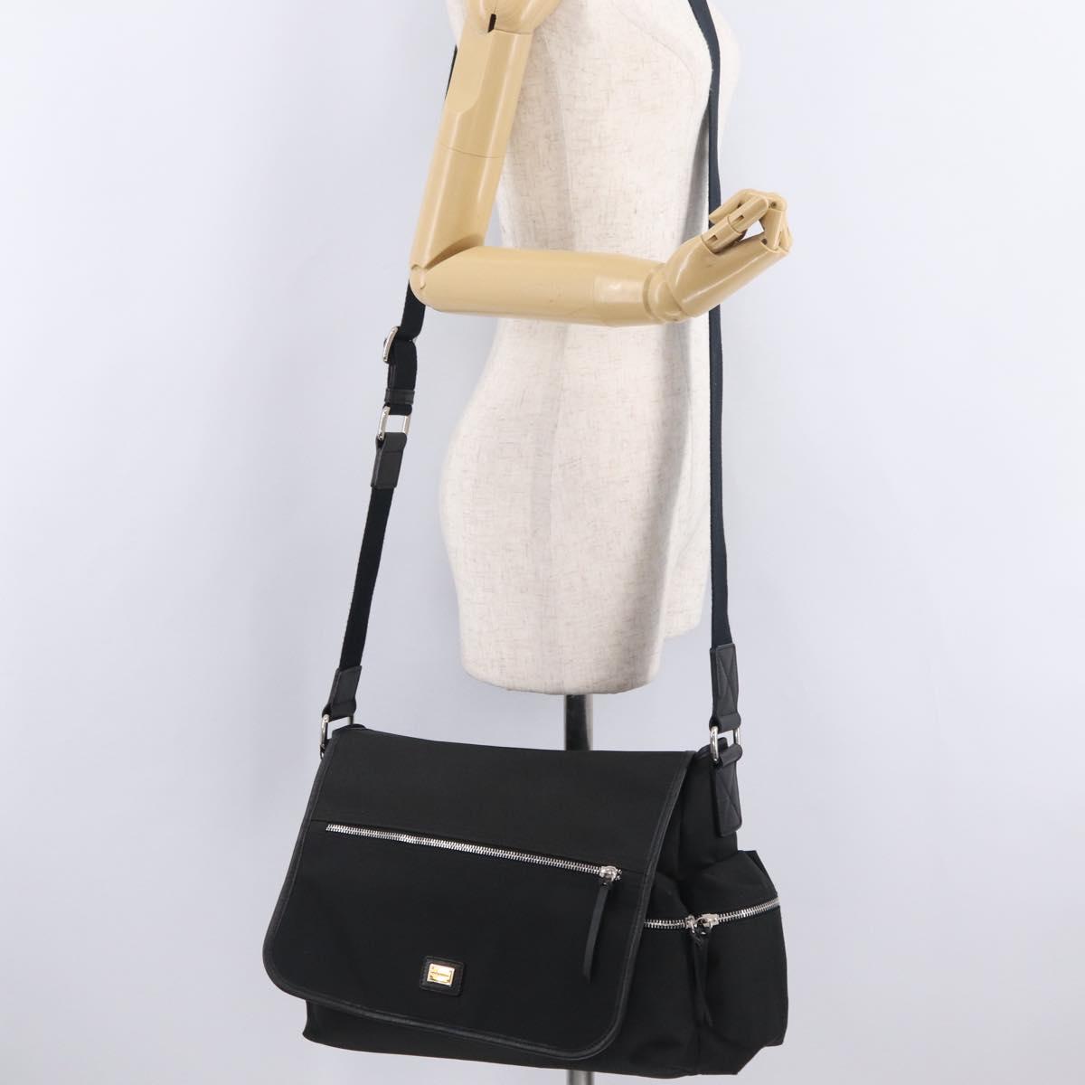 Dolce & Gabbana Shoulder Bag Canvas Black Silver Auth BA16129