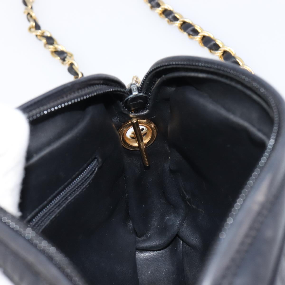 Bally Chain Shoulder Bag Leather Black Gold Auth BA16131