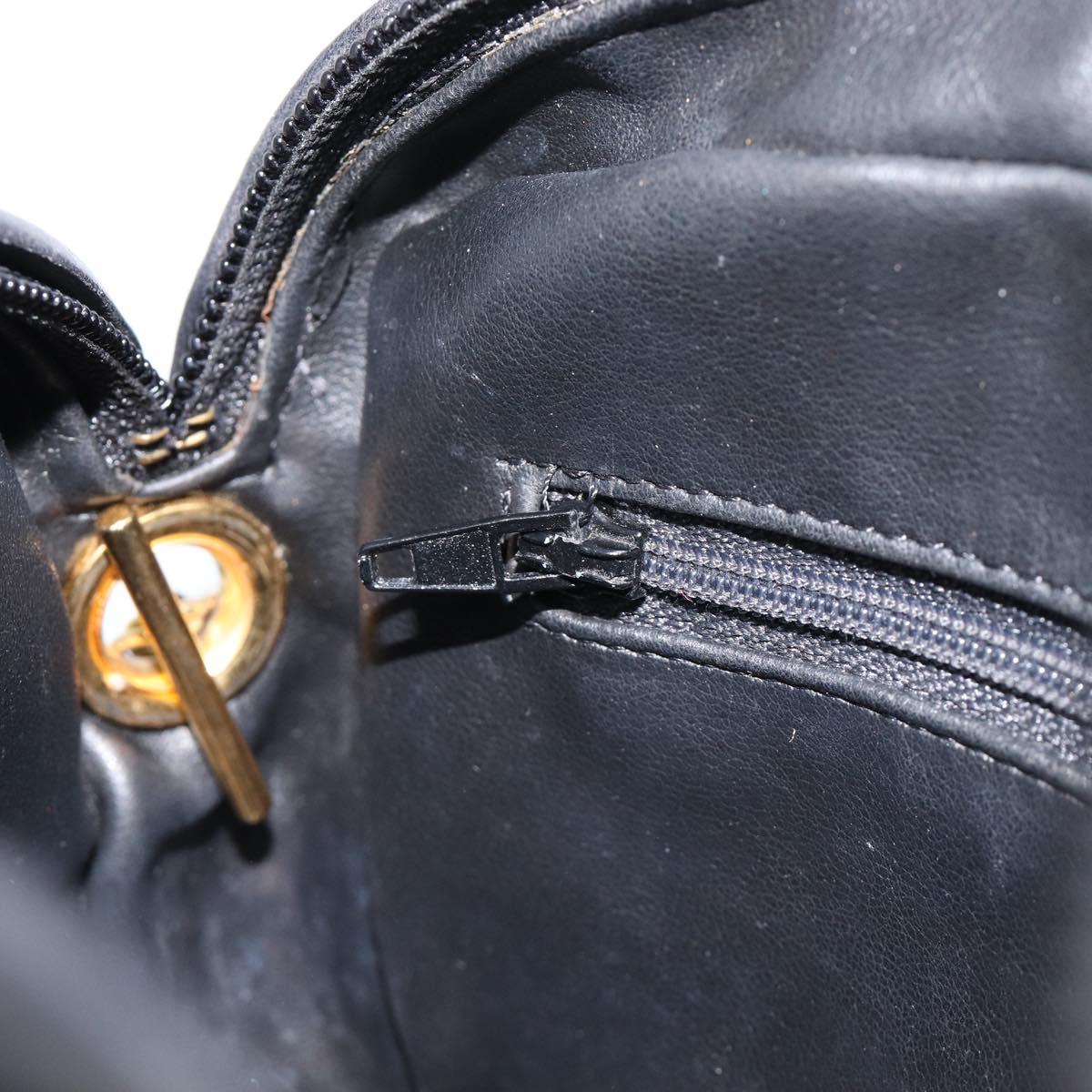 Bally Chain Shoulder Bag Leather Black Gold Auth BA16131