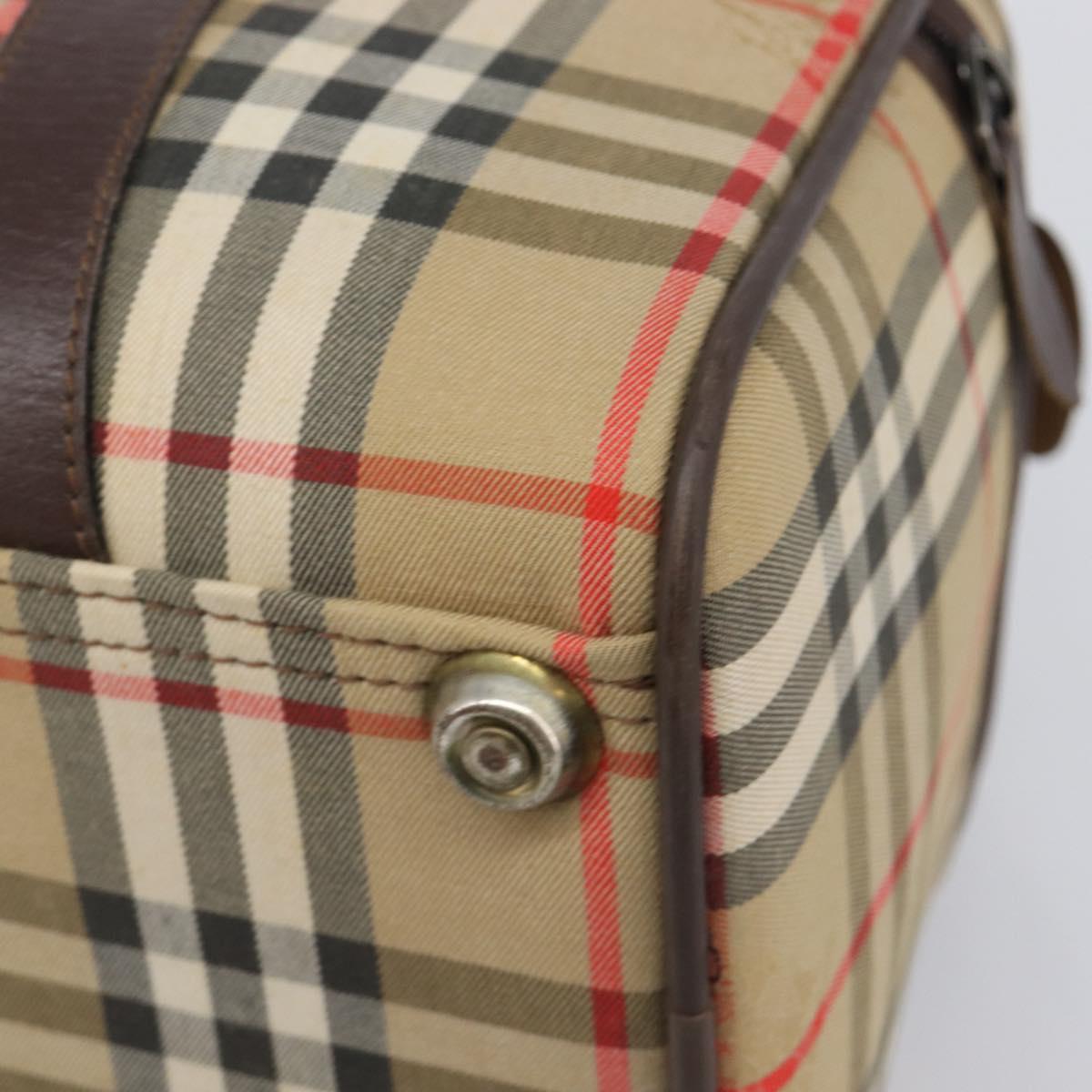 Burberrys Nova Check Boston Bag Canvas Beige Gold Tone Auth BA16134