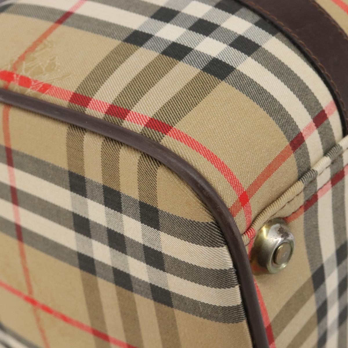 Burberrys Nova Check Boston Bag Canvas Beige Gold Tone Auth BA16134