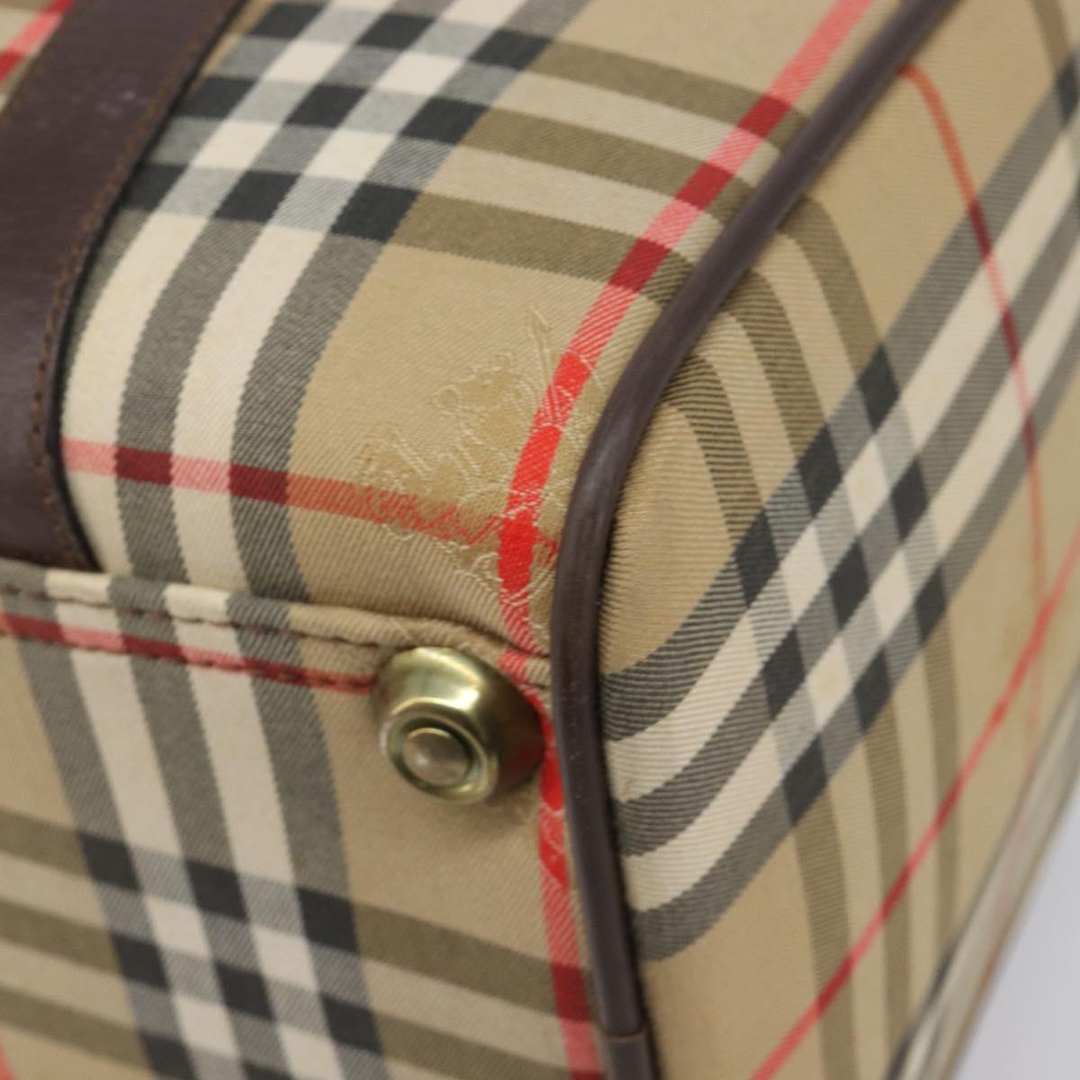 Burberrys Nova Check Boston Bag Canvas Beige Gold Tone Auth BA16134