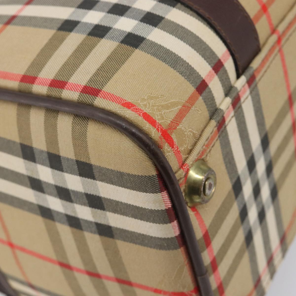 Burberrys Nova Check Boston Bag Canvas Beige Gold Tone Auth BA16134