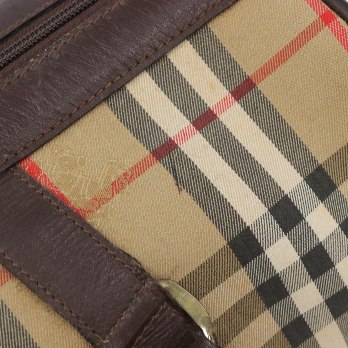 Burberrys Nova Check Boston Bag Canvas Beige Gold Tone Auth BA16134