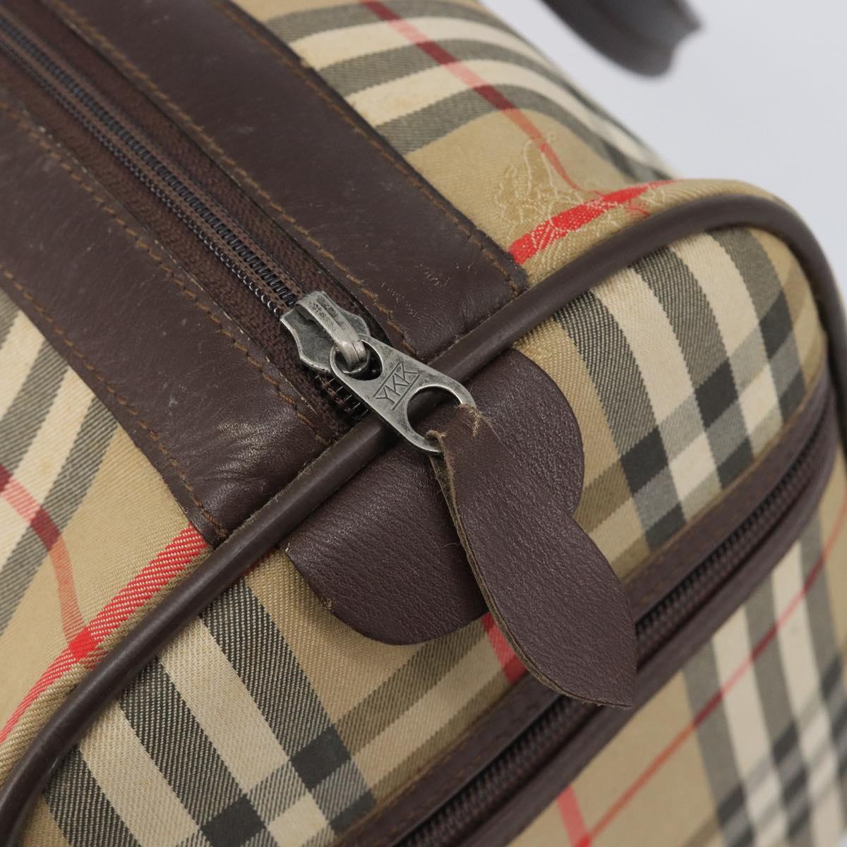 Burberrys Nova Check Boston Bag Canvas Beige Gold Tone Auth BA16134