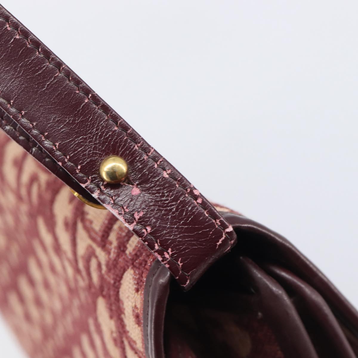 Christian Dior Trotter Canvas Shoulder Bag Red Gold Tone Auth BA16139