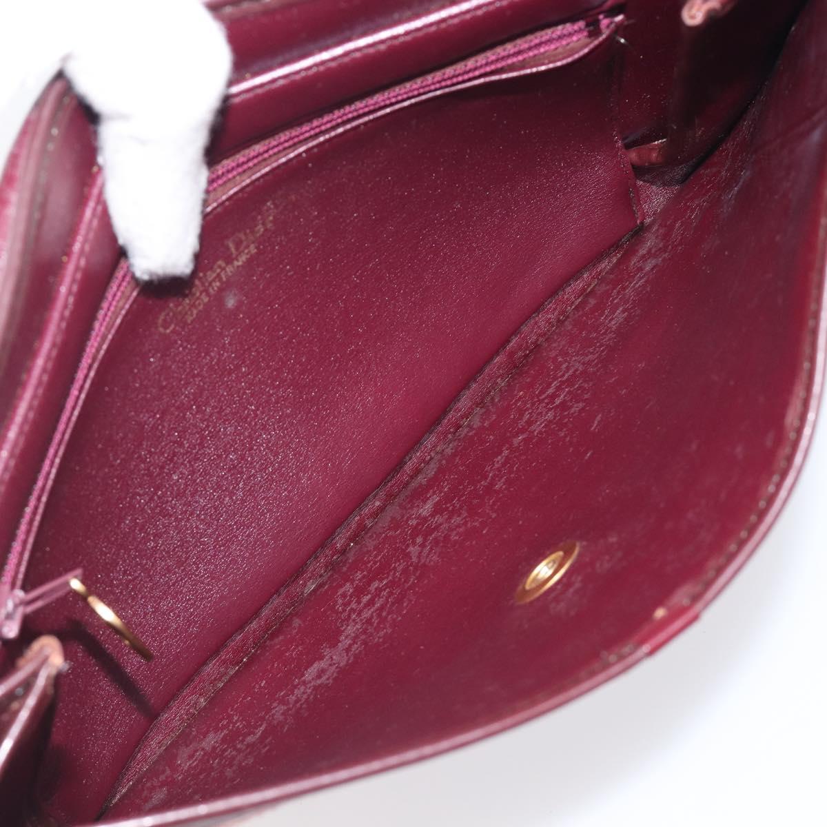 Christian Dior Trotter Canvas Shoulder Bag Red Gold Tone Auth BA16139