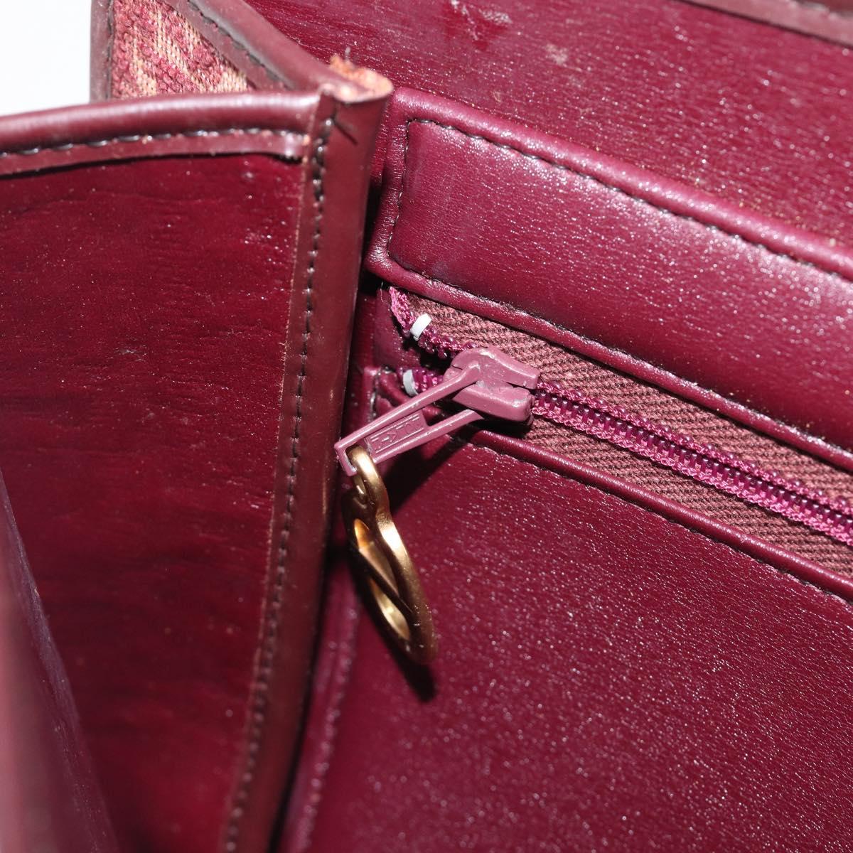 Christian Dior Trotter Canvas Shoulder Bag Red Gold Tone Auth BA16139