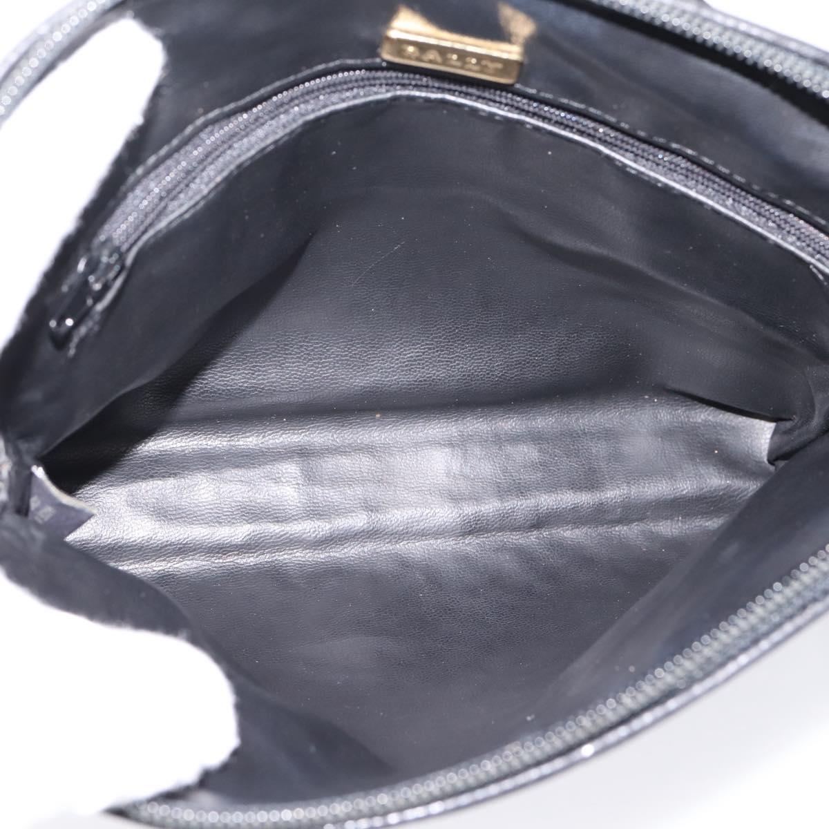 Bally Chain Shoulder Bag Leather Black Gold Tone Auth BA16143
