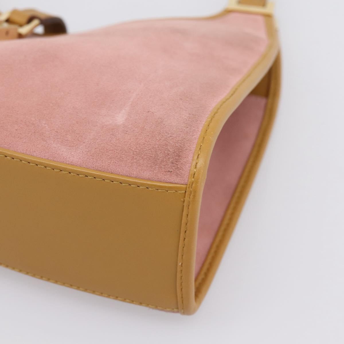GUCCI Jackie Hand Bag Suede Pink Gold Tone 002 1068 Auth BA16144