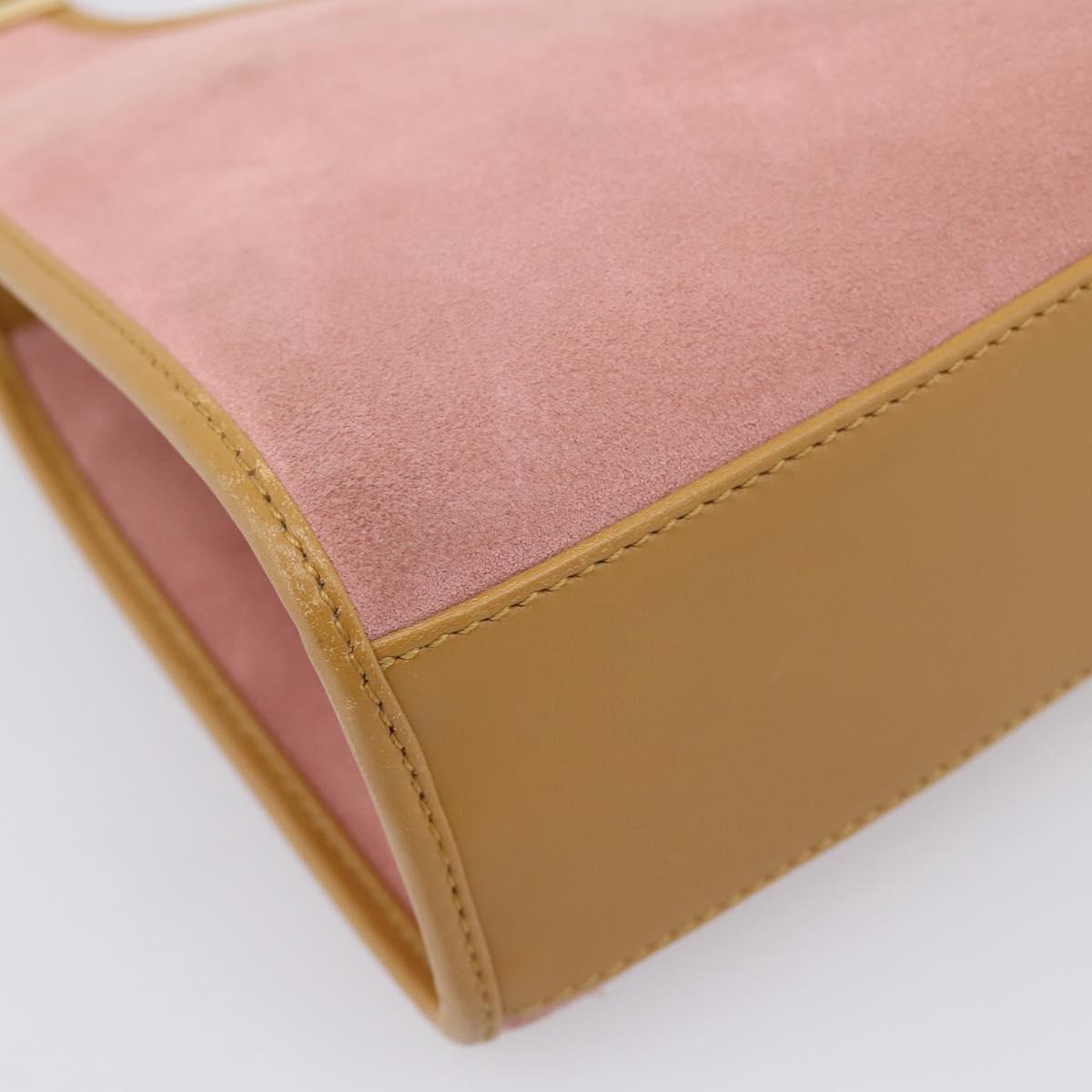 GUCCI Jackie Hand Bag Suede Pink Gold Tone 002 1068 Auth BA16144