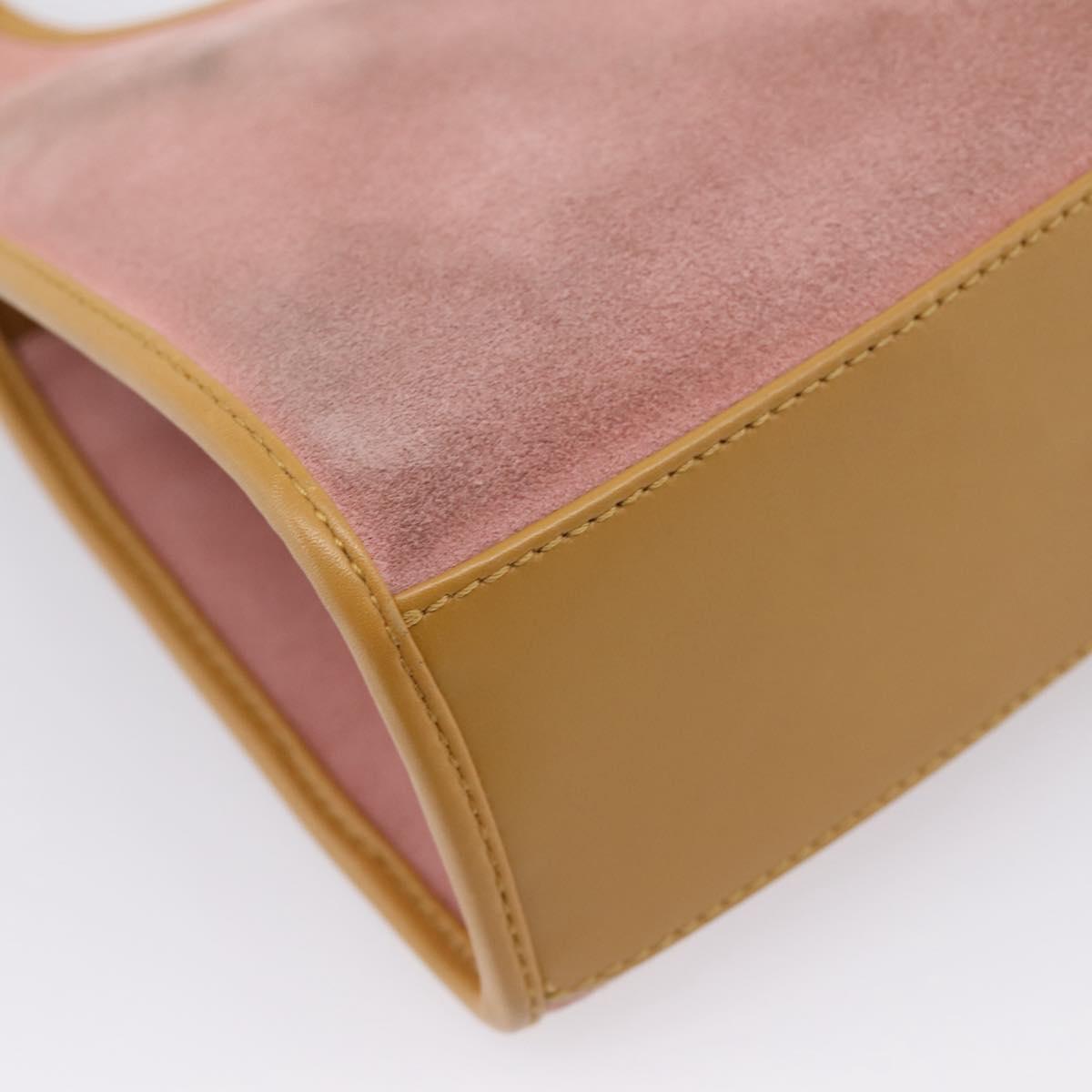 GUCCI Jackie Hand Bag Suede Pink Gold Tone 002 1068 Auth BA16144