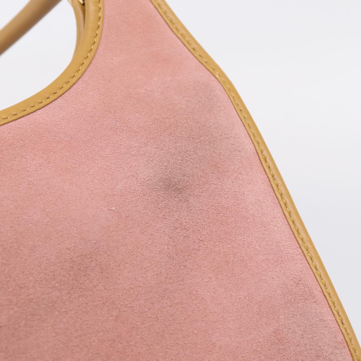 GUCCI Jackie Hand Bag Suede Pink Gold Tone 002 1068 Auth BA16144