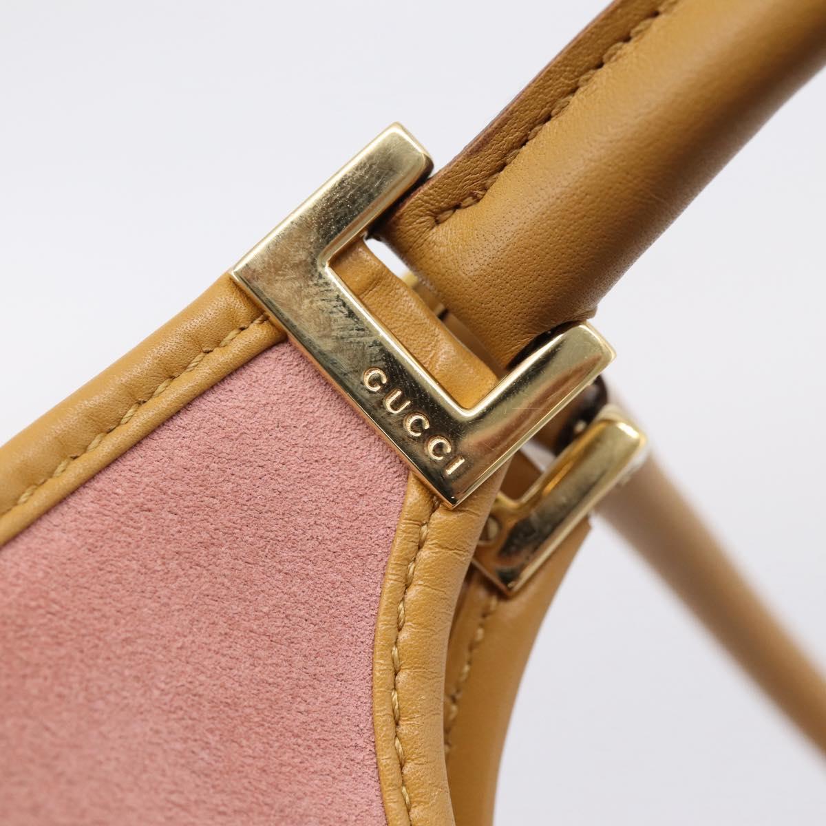 GUCCI Jackie Hand Bag Suede Pink Gold Tone 002 1068 Auth BA16144