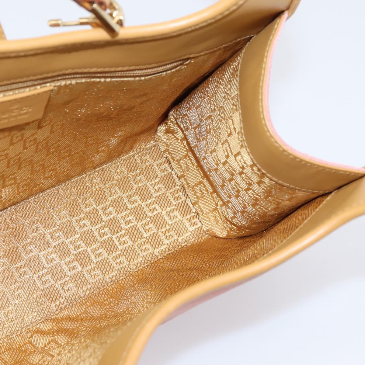 GUCCI Jackie Hand Bag Suede Pink Gold Tone 002 1068 Auth BA16144