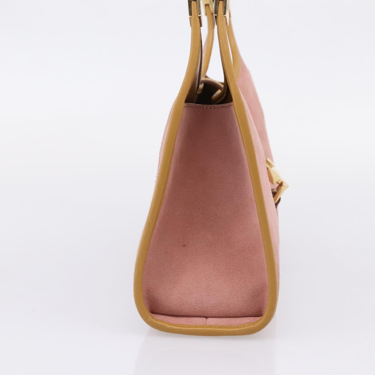 GUCCI Jackie Hand Bag Suede Pink Gold Tone 002 1068 Auth BA16144