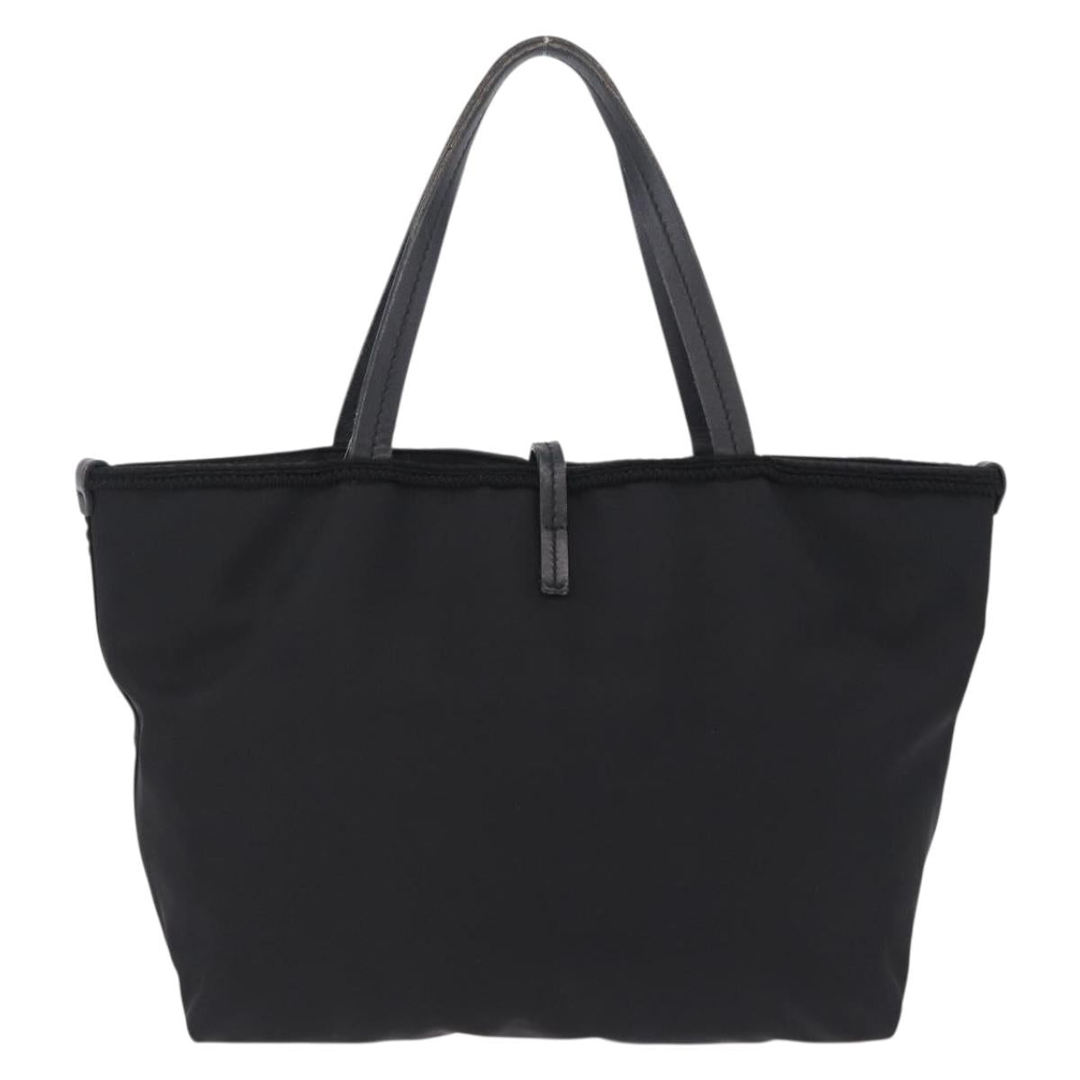 Salvatore Ferragamo Gancini Hand Bag Nylon Black Gold Tone Auth BA16145
