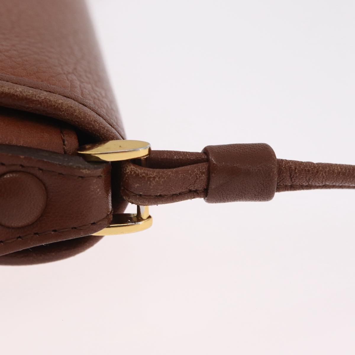 Burberrys Shoulder Bag Leather Brown Gold Tone Auth BA16146