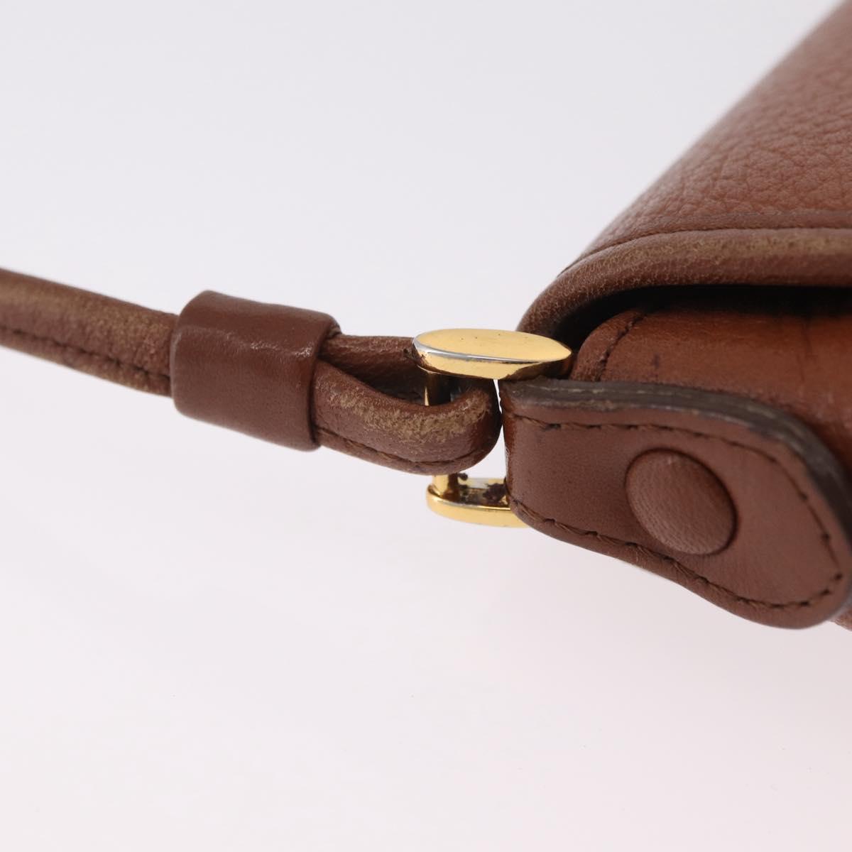 Burberrys Shoulder Bag Leather Brown Gold Tone Auth BA16146