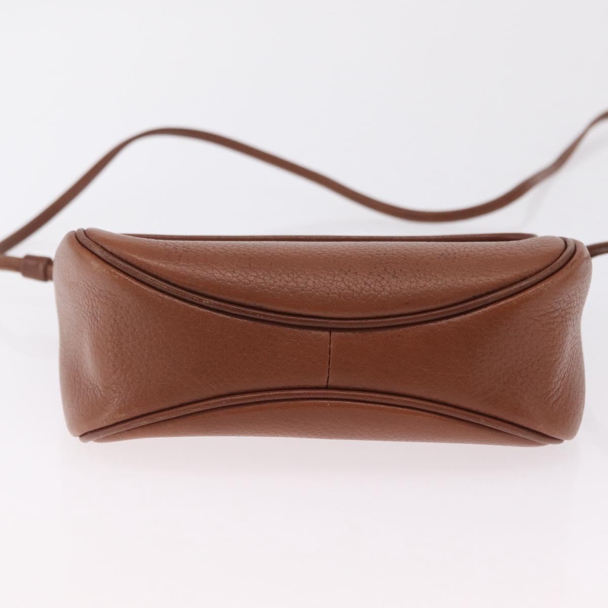 Burberrys Shoulder Bag Leather Brown Gold Tone Auth BA16146