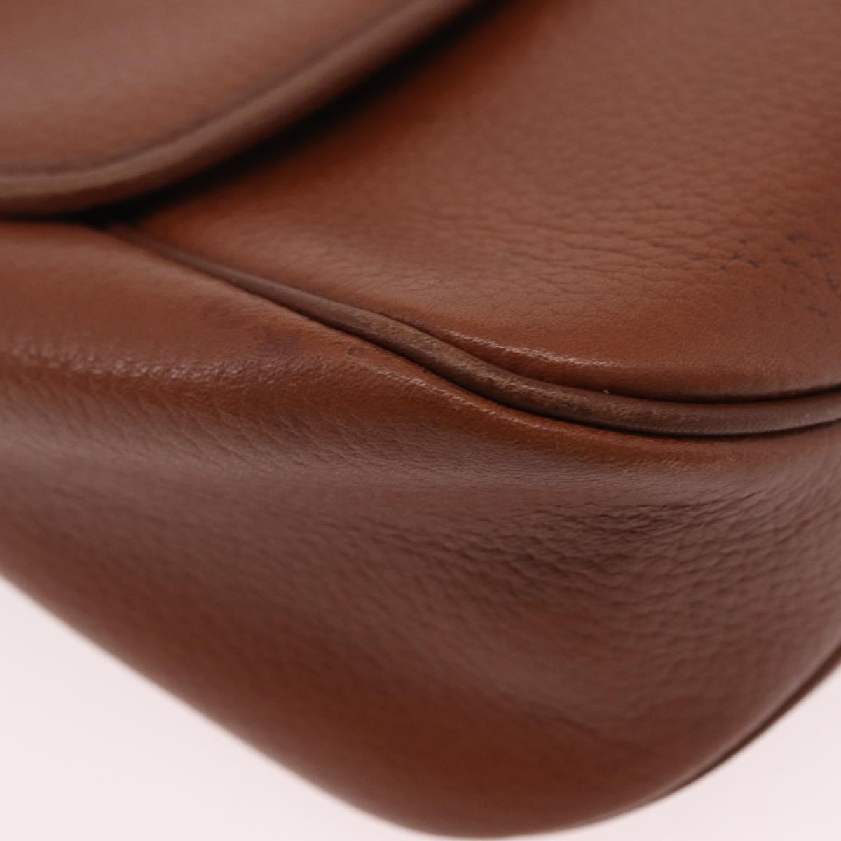 Burberrys Shoulder Bag Leather Brown Gold Tone Auth BA16146