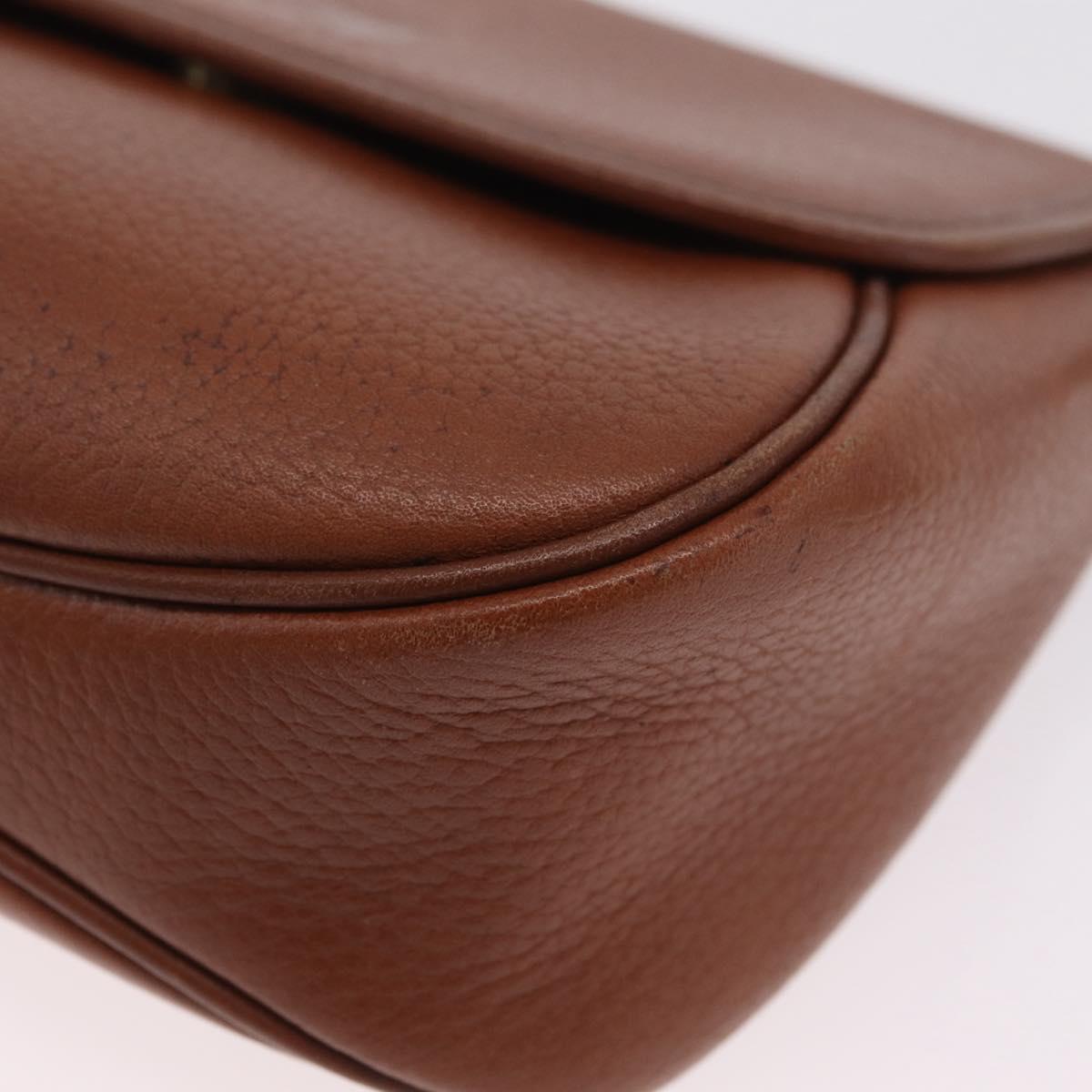 Burberrys Shoulder Bag Leather Brown Gold Tone Auth BA16146