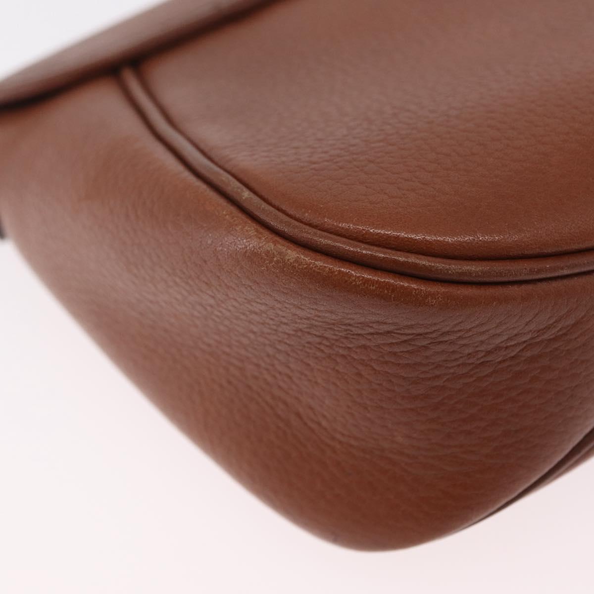 Burberrys Shoulder Bag Leather Brown Gold Tone Auth BA16146