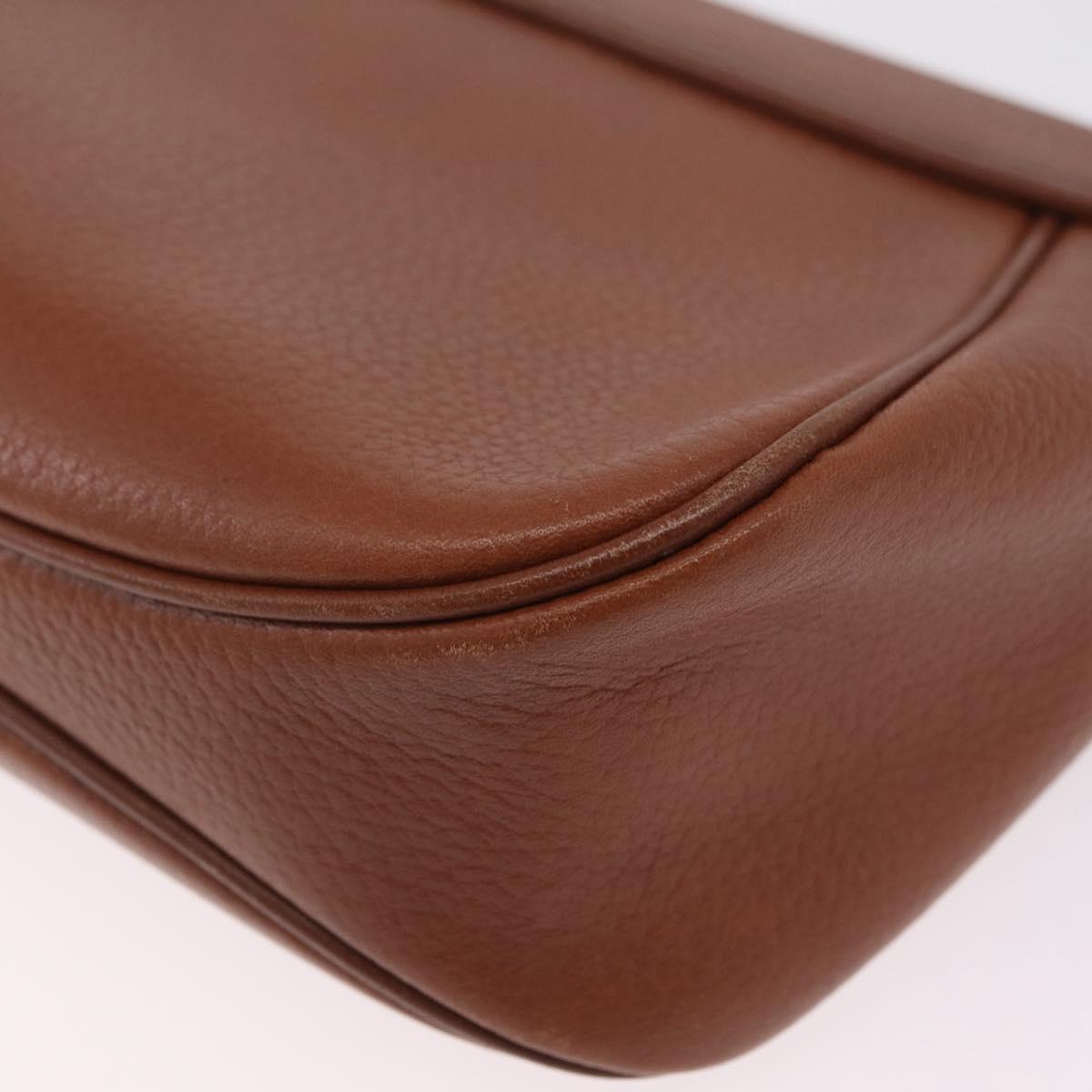 Burberrys Shoulder Bag Leather Brown Gold Tone Auth BA16146