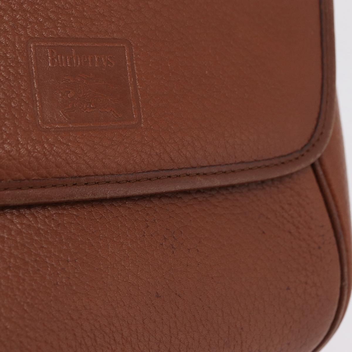 Burberrys Shoulder Bag Leather Brown Gold Tone Auth BA16146