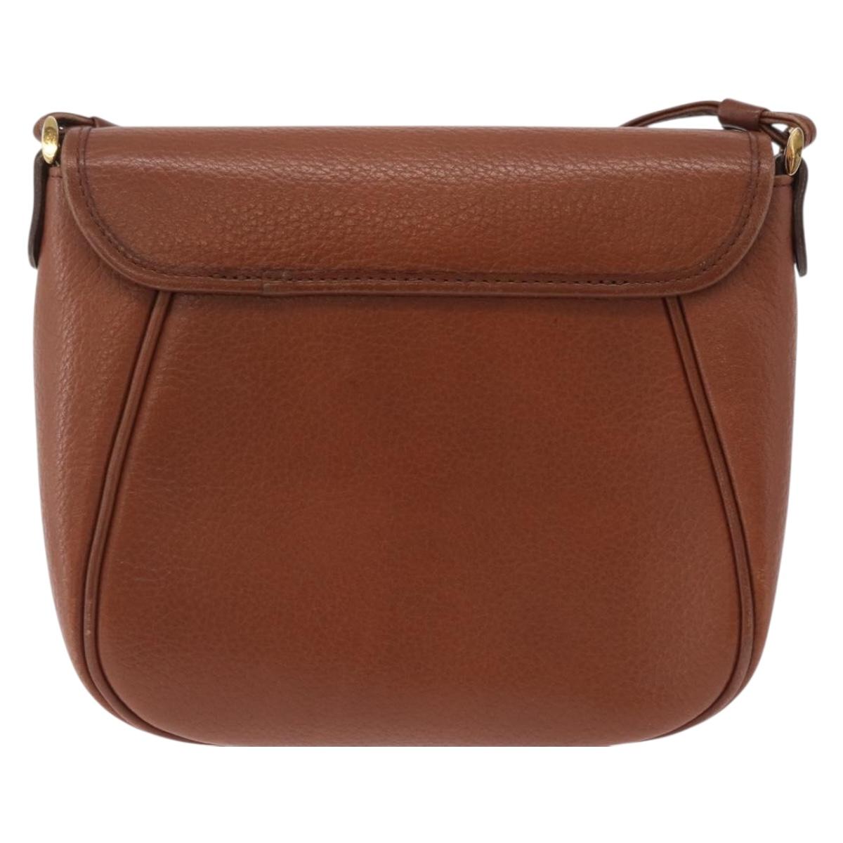 Burberrys Shoulder Bag Leather Brown Gold Tone Auth BA16146