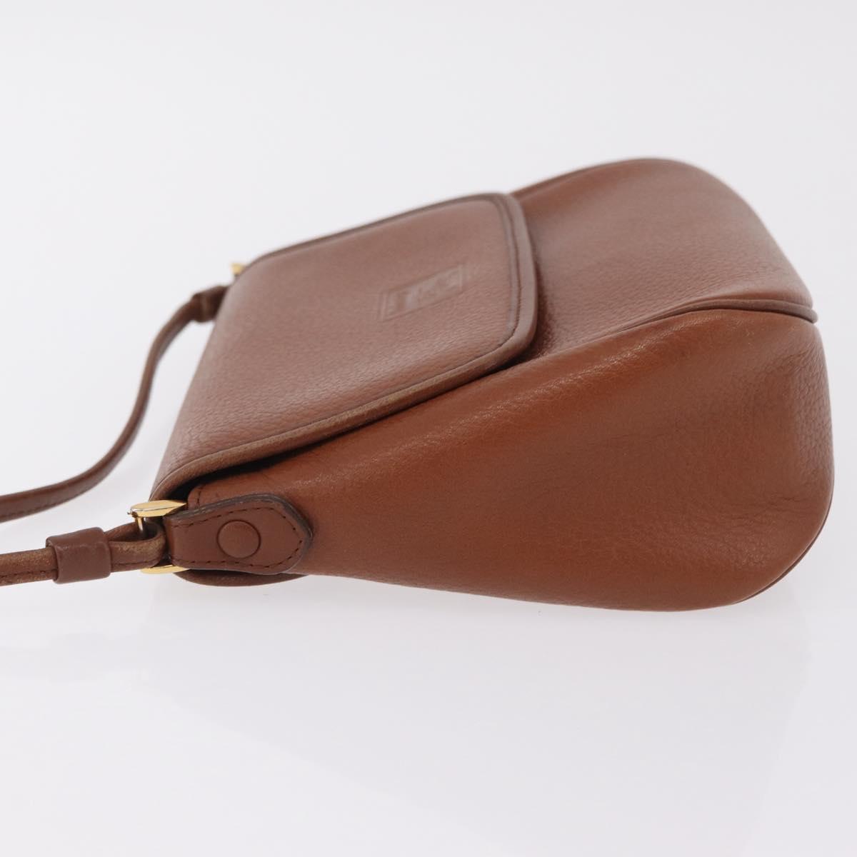 Burberrys Shoulder Bag Leather Brown Gold Tone Auth BA16146