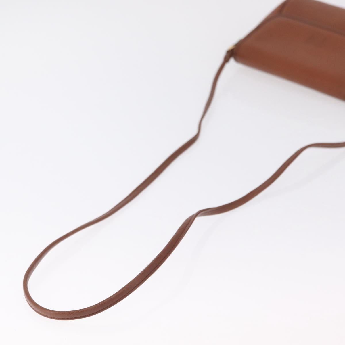 Burberrys Shoulder Bag Leather Brown Gold Tone Auth BA16146