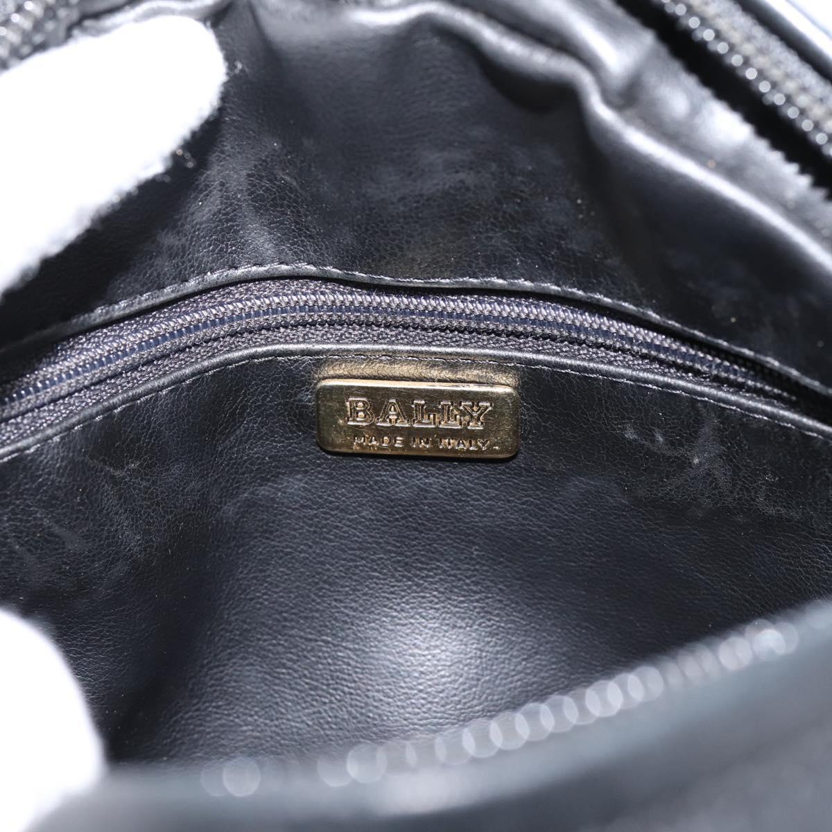 Bally Chain Shoulder Bag Leather Black Gold Tone Auth BA16147