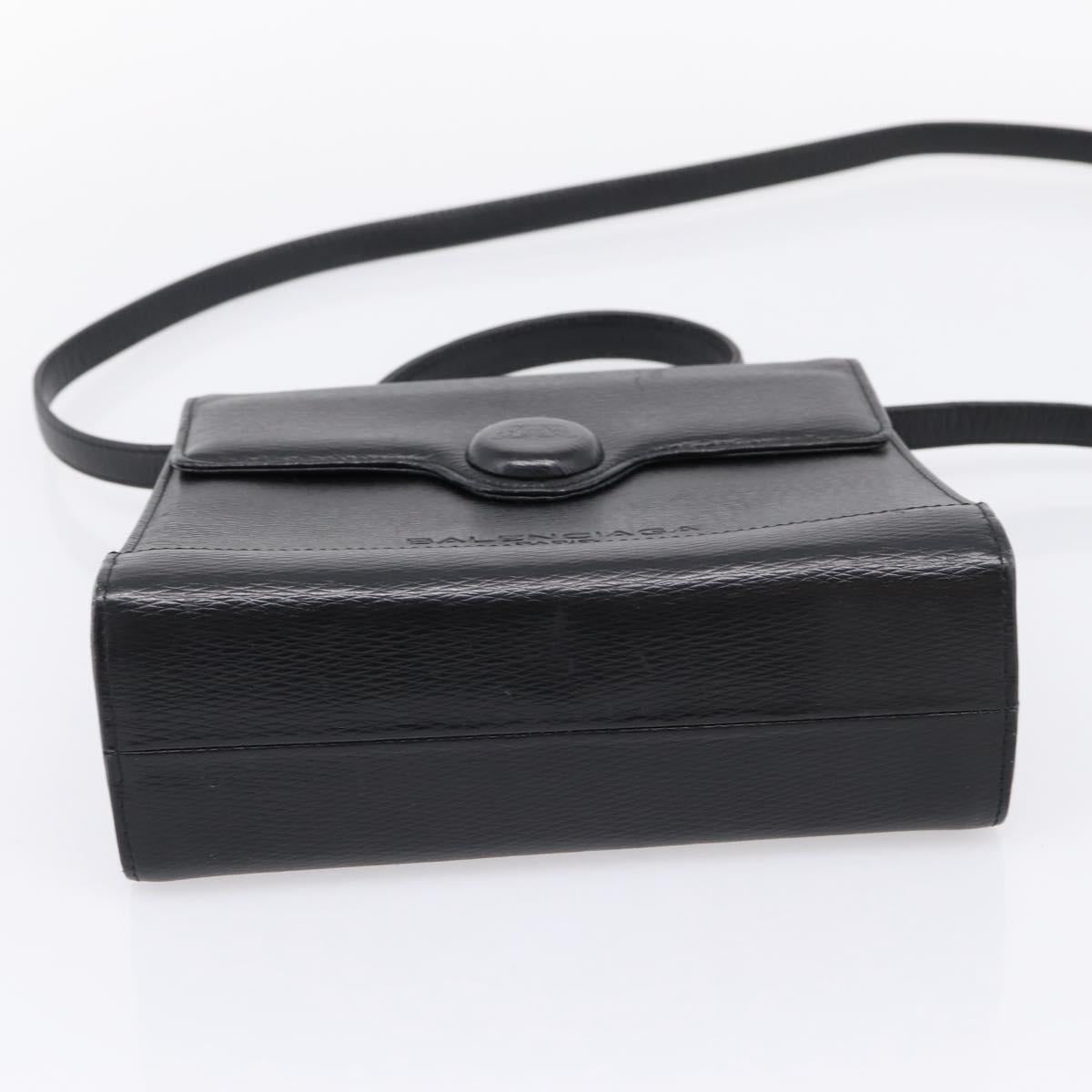 Balenciaga Hand Bag Leather 2way Black Gold Tone Auth BA16148