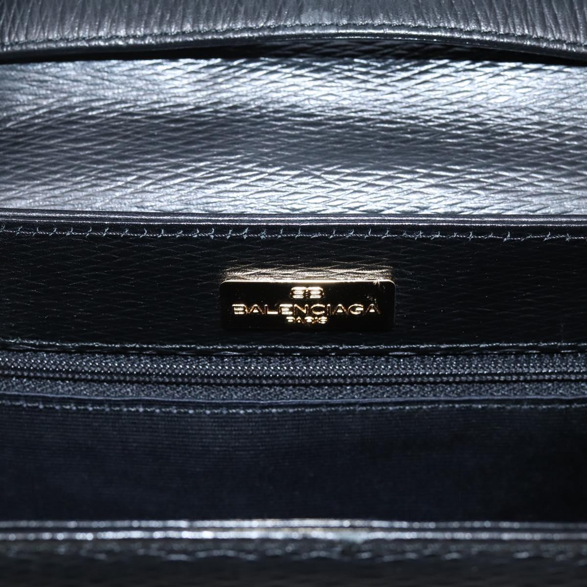 Balenciaga Hand Bag Leather 2way Black Gold Tone Auth BA16148