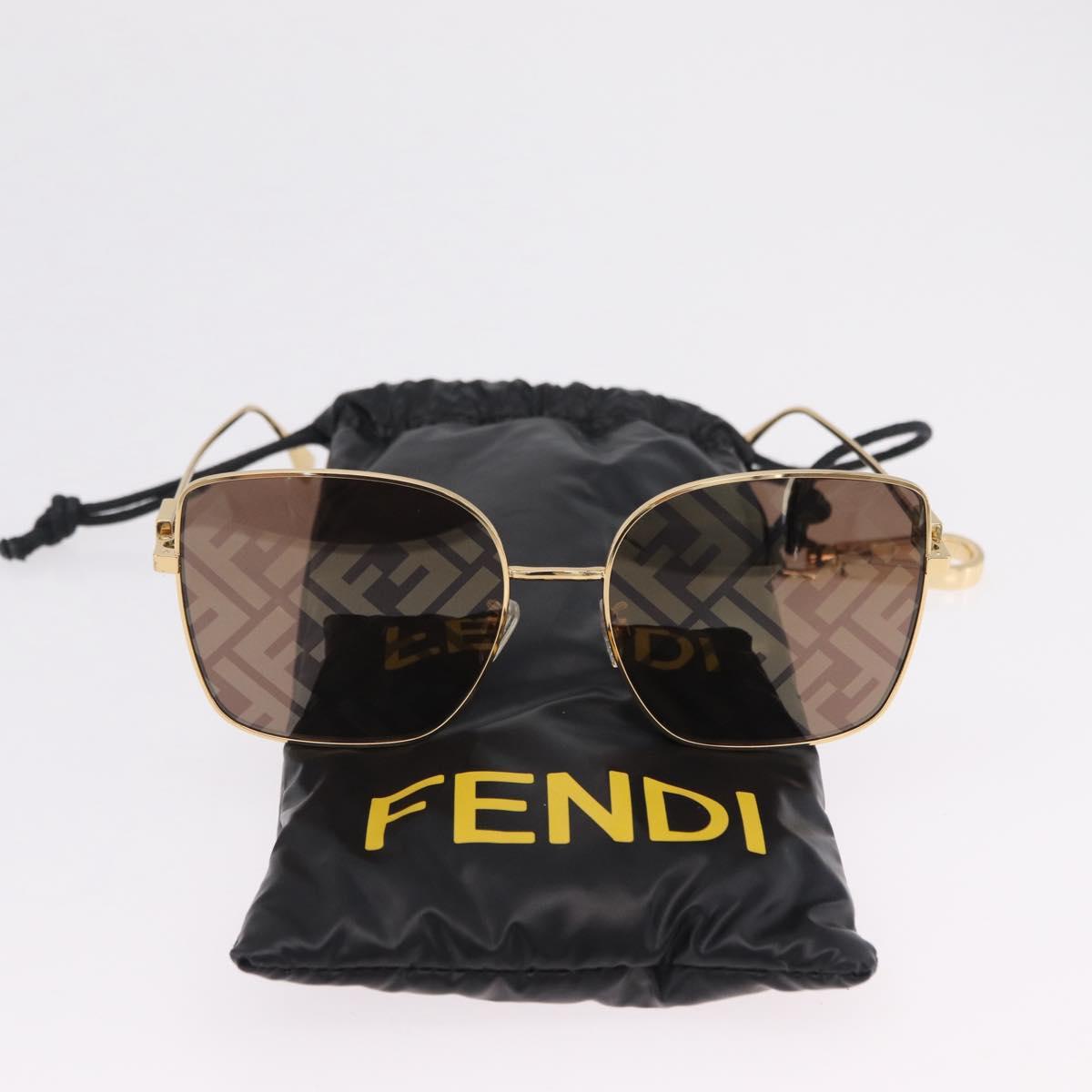 FENDI Sunglasses Metal Gold Tone Auth BA16153M