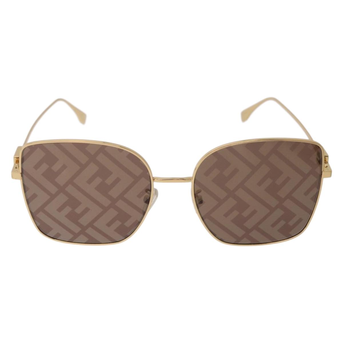 FENDI Sunglasses Metal Gold Tone Auth BA16153M