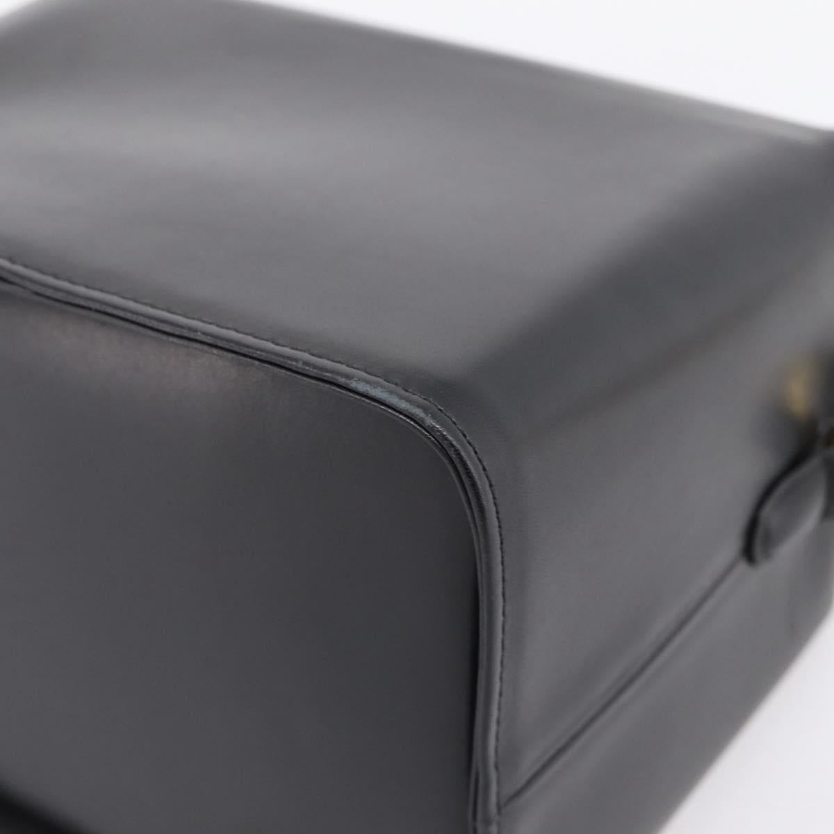 GIVENCHY Hand Bag Leather Black Gold Tone Auth BA16155