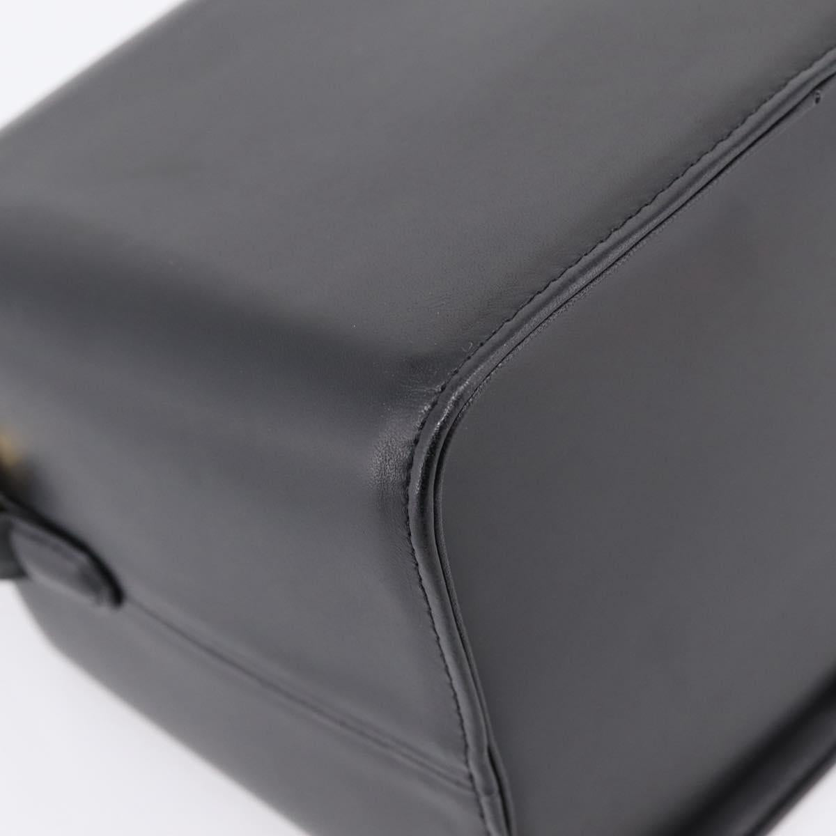 GIVENCHY Hand Bag Leather Black Gold Tone Auth BA16155