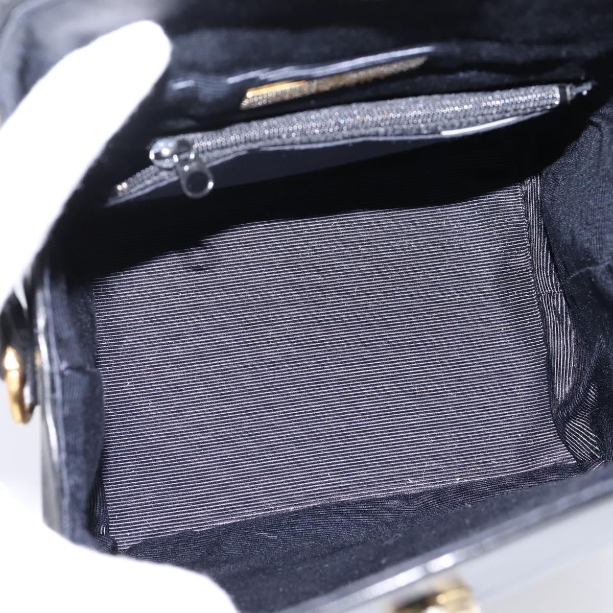 GIVENCHY Hand Bag Leather Black Gold Tone Auth BA16155