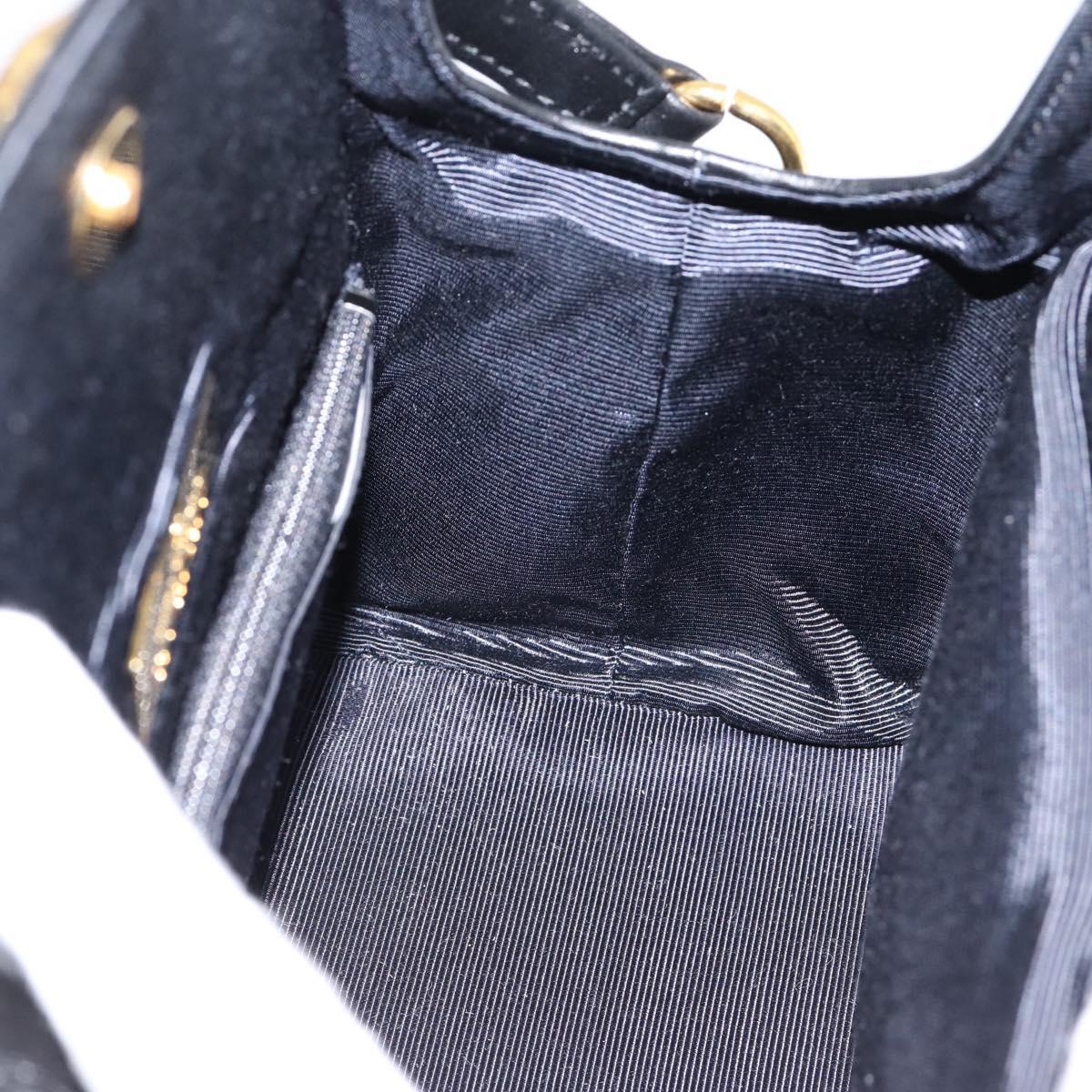 GIVENCHY Hand Bag Leather Black Gold Tone Auth BA16155