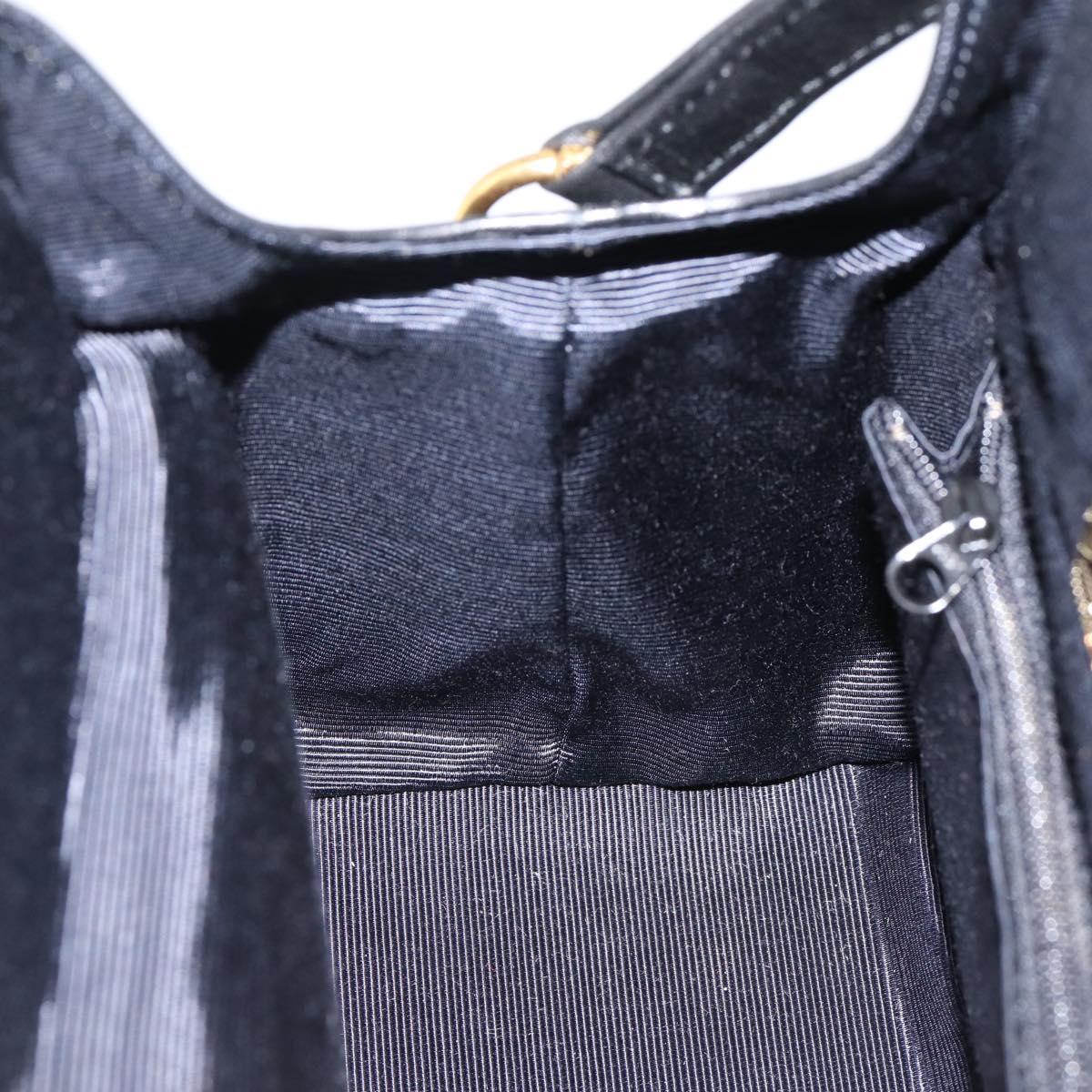 GIVENCHY Hand Bag Leather Black Gold Tone Auth BA16155
