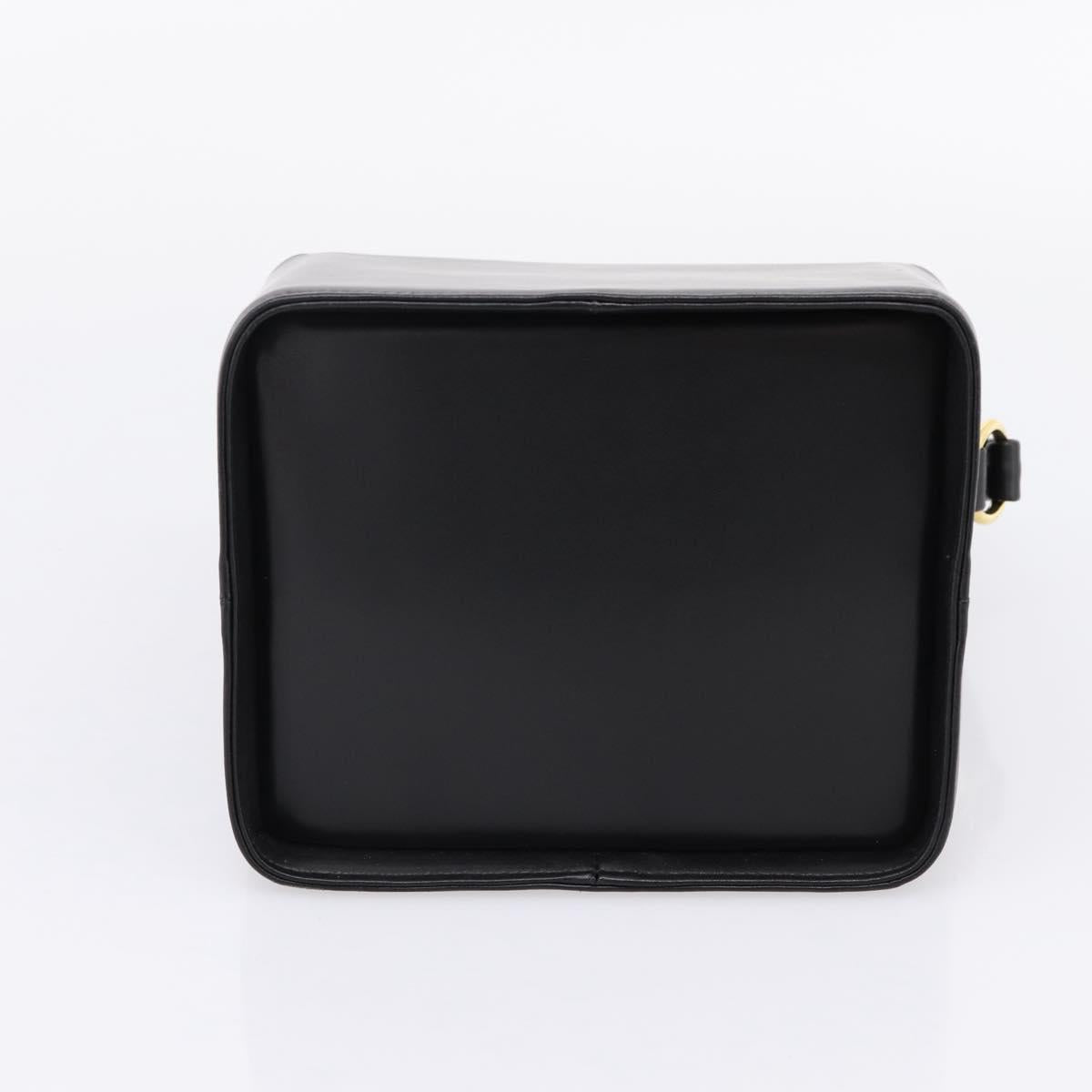 GIVENCHY Hand Bag Leather Black Gold Tone Auth BA16155
