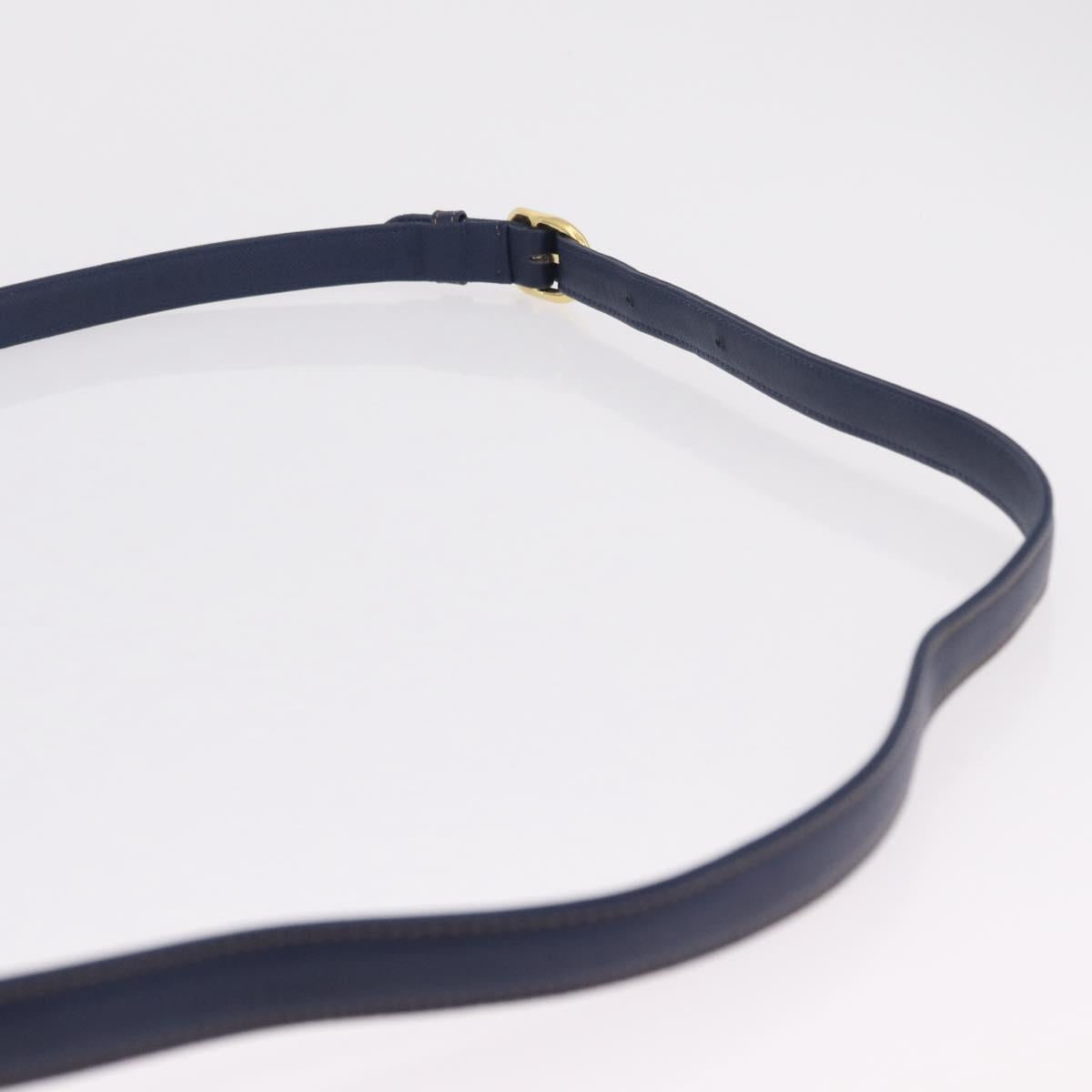 Valentino Hand Bag Leather 2way Navy Gold Tone Auth BA16157A