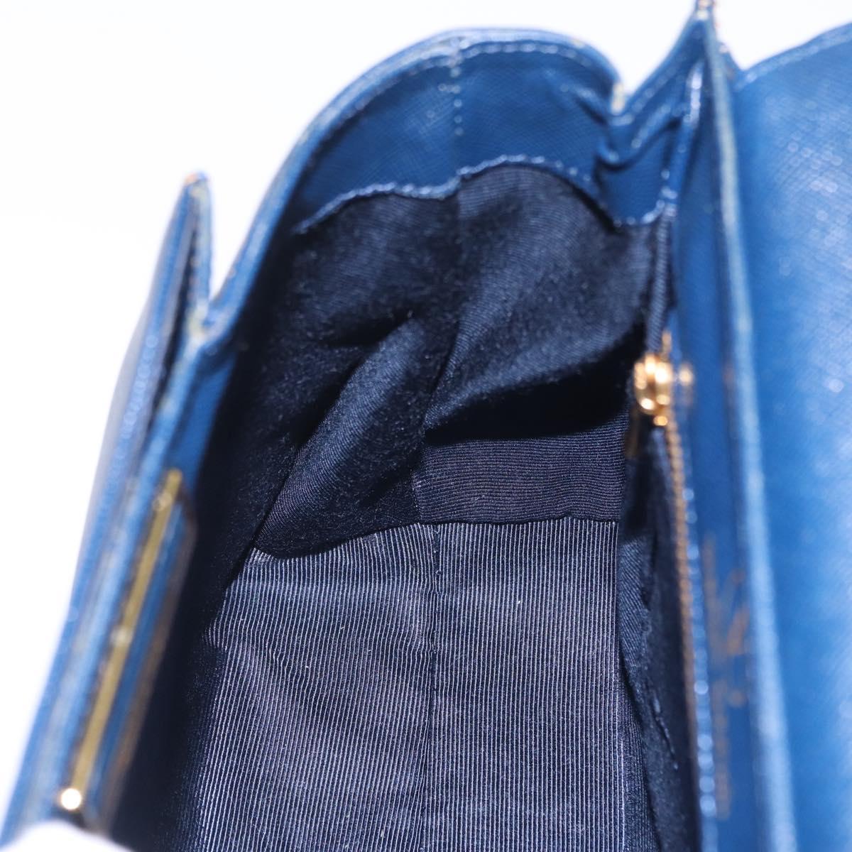 Valentino Hand Bag Leather 2way Navy Gold Tone Auth BA16157A